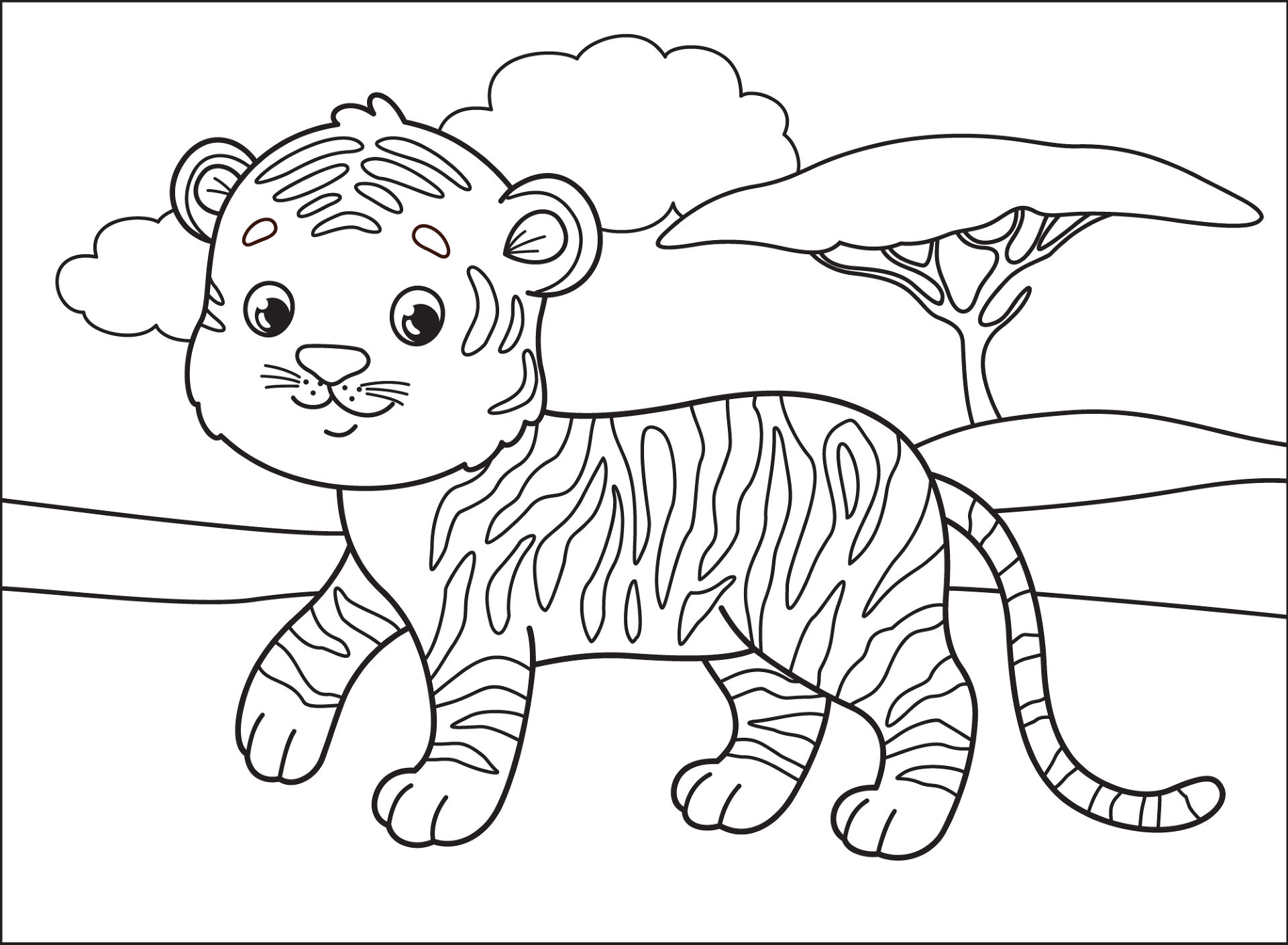 Desenho de Tigres para colorir
