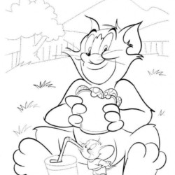 Desenho de Tom e Jerry para colorir e imprimir: número 1