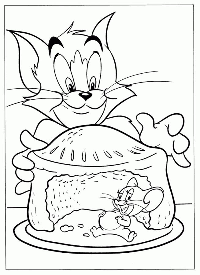 Desenho de Tom e Jerry para colorir e imprimir: número 4