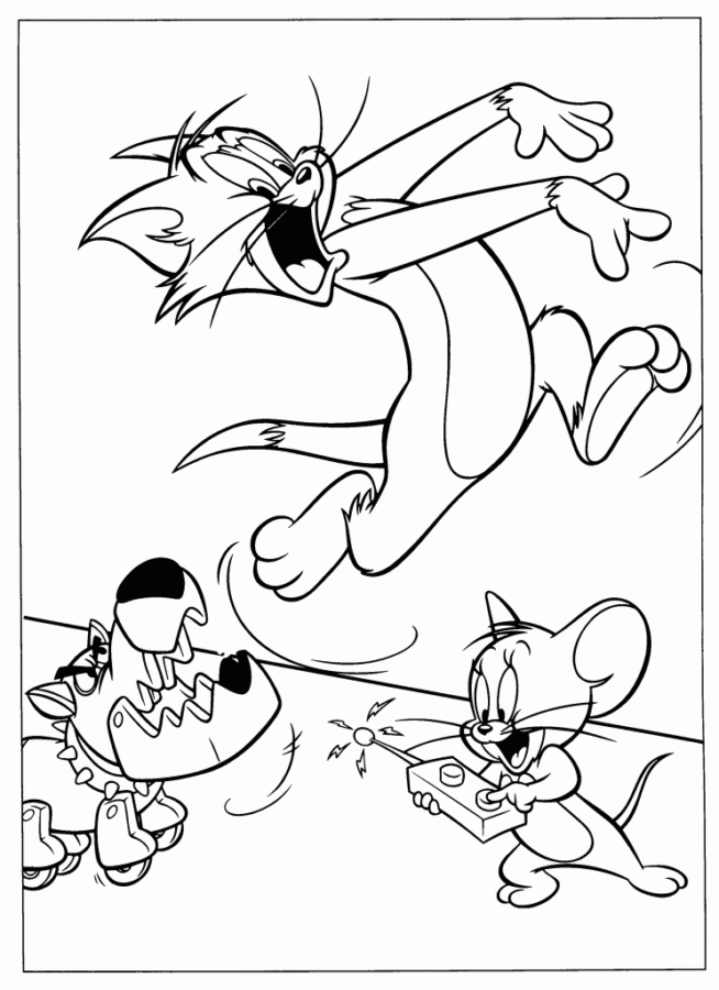 Desenho de Tom e Jerry para colorir e imprimir: número 5
