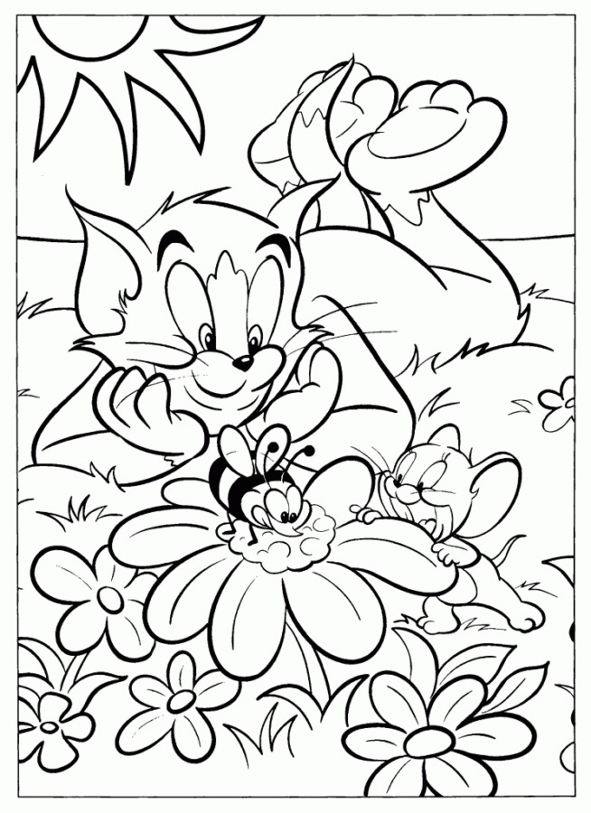 Desenho de Tom e Jerry para colorir e imprimir: número 6