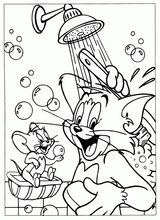 Desenho de Tom e Jerry para colorir e imprimir: número 7