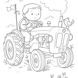 Desenho de Trator para colorir e imprimir: número 5