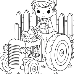 Desenho de Trator para colorir e imprimir: número 7