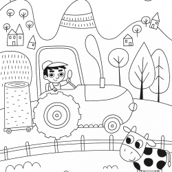 Desenho de Trator para colorir e imprimir: número 8