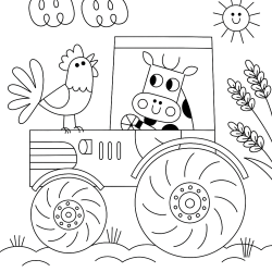 Desenho de Trator para colorir e imprimir: número 9