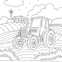 Desenho de Trator para colorir e imprimir: número 12
