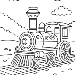 Desenho de Trem para colorir e imprimir: número 2