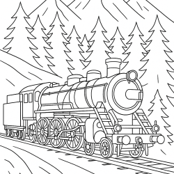 Desenho de Trem para colorir e imprimir: número 4