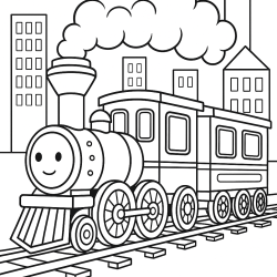 Desenho de Trem para colorir e imprimir: número 5