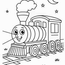 Desenho de Trem para colorir e imprimir: número 6