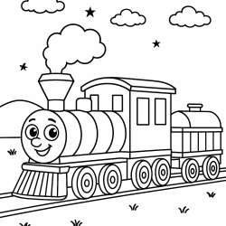 Desenho de Trem para colorir e imprimir: número 8
