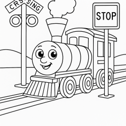 Desenho de Trem para colorir e imprimir: número 9