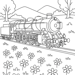 Desenho de Trem para colorir e imprimir: número 10