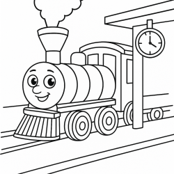 Desenho de Trem para colorir e imprimir: número 16