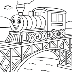 Desenho de Trem para colorir e imprimir: número 19