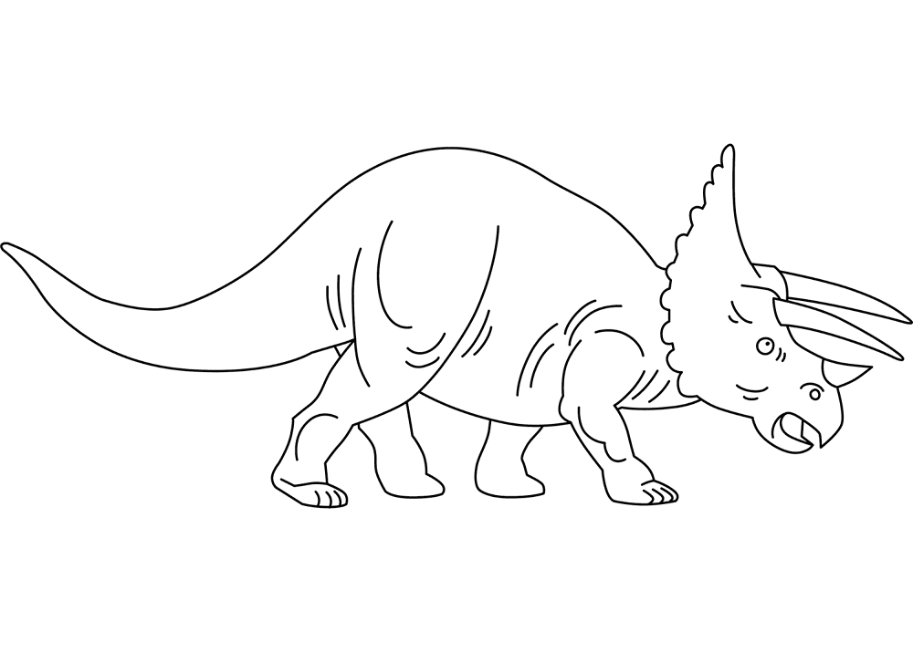 Desenho de Tricerátopo para colorir e imprimir: número 1