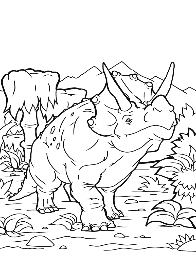 Desenho de Tricerátopo para colorir e imprimir: número 5
