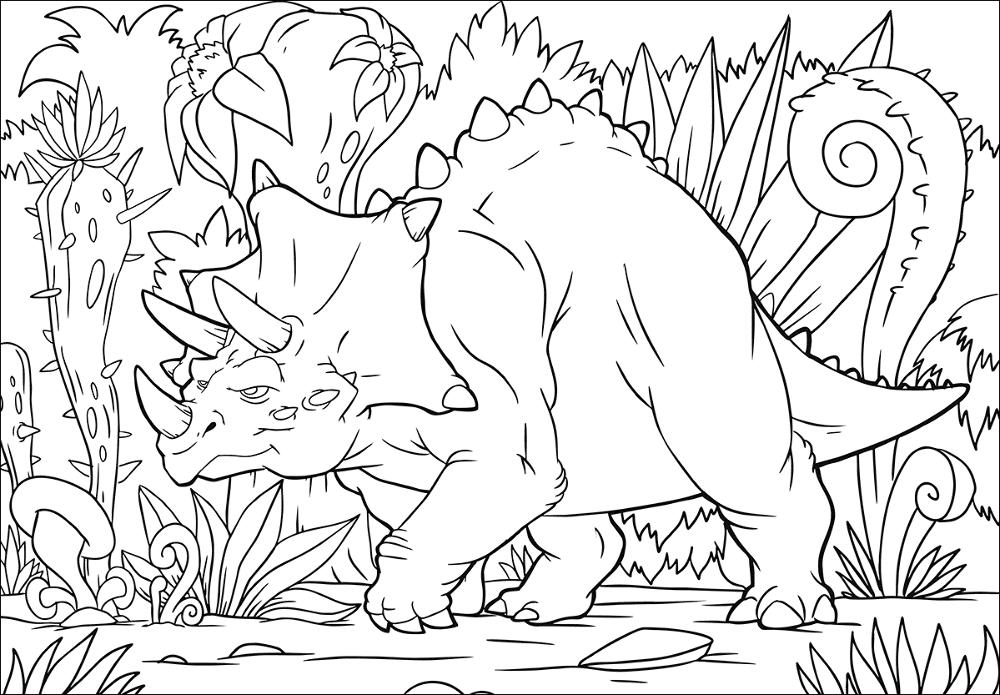 Desenho de Tricerátopo para colorir e imprimir: número 7