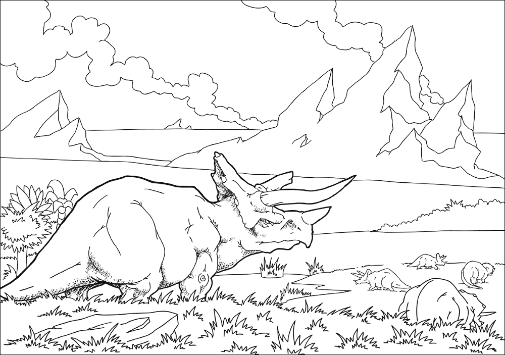 Desenho de Tricerátopo para colorir e imprimir: número 8