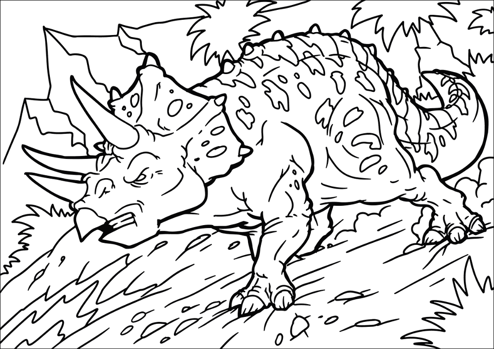 Desenho de Tricerátopo para colorir e imprimir: número 10