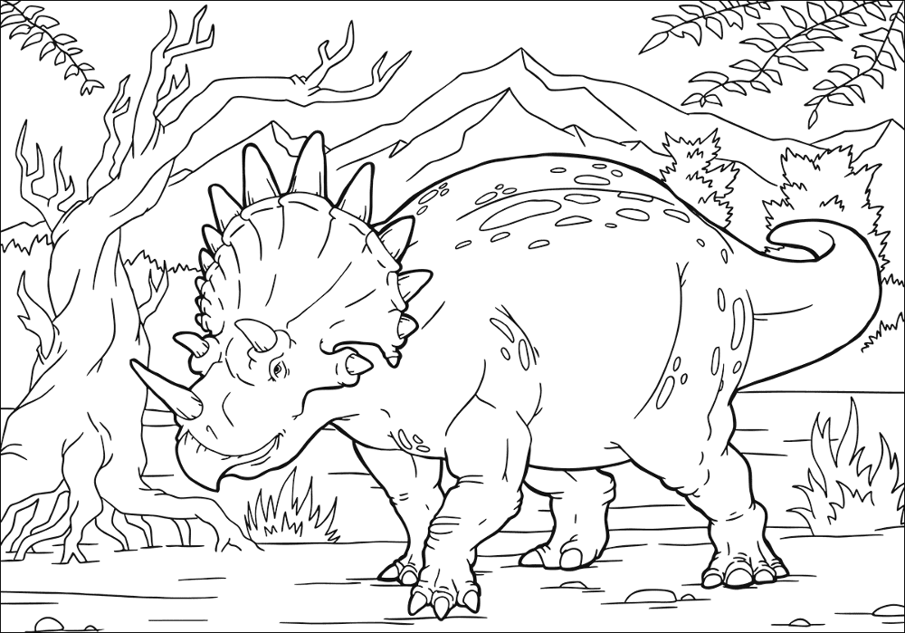 Desenho de Tricerátopo para colorir e imprimir: número 12