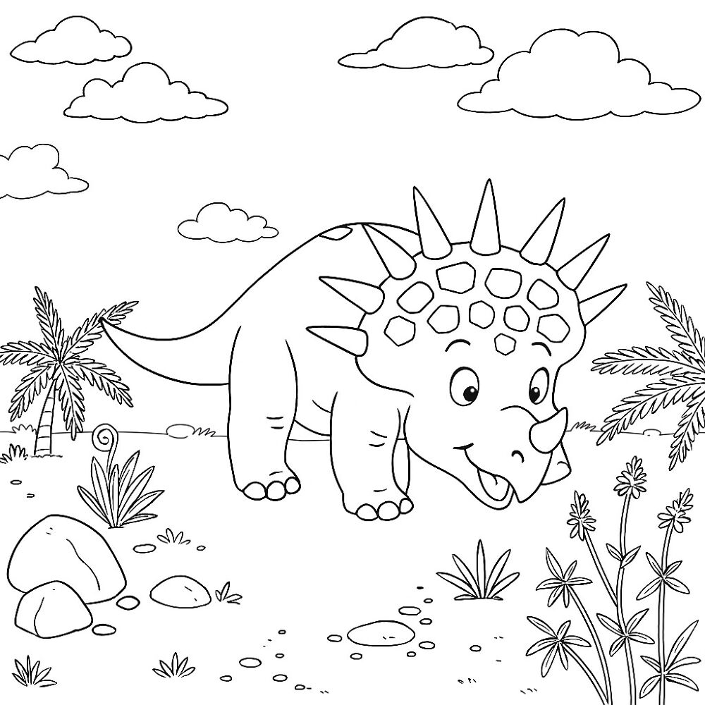 Desenho de Tricerátopo para colorir e imprimir: número 13