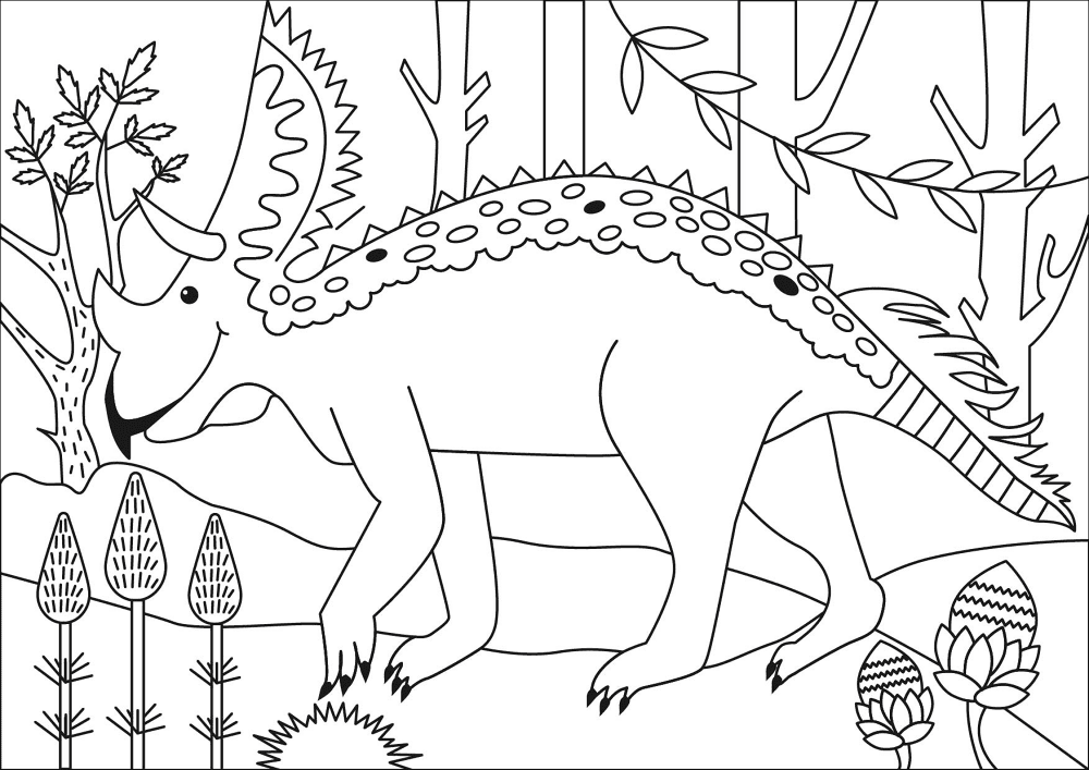 Desenho de Tricerátopo para colorir e imprimir: número 15
