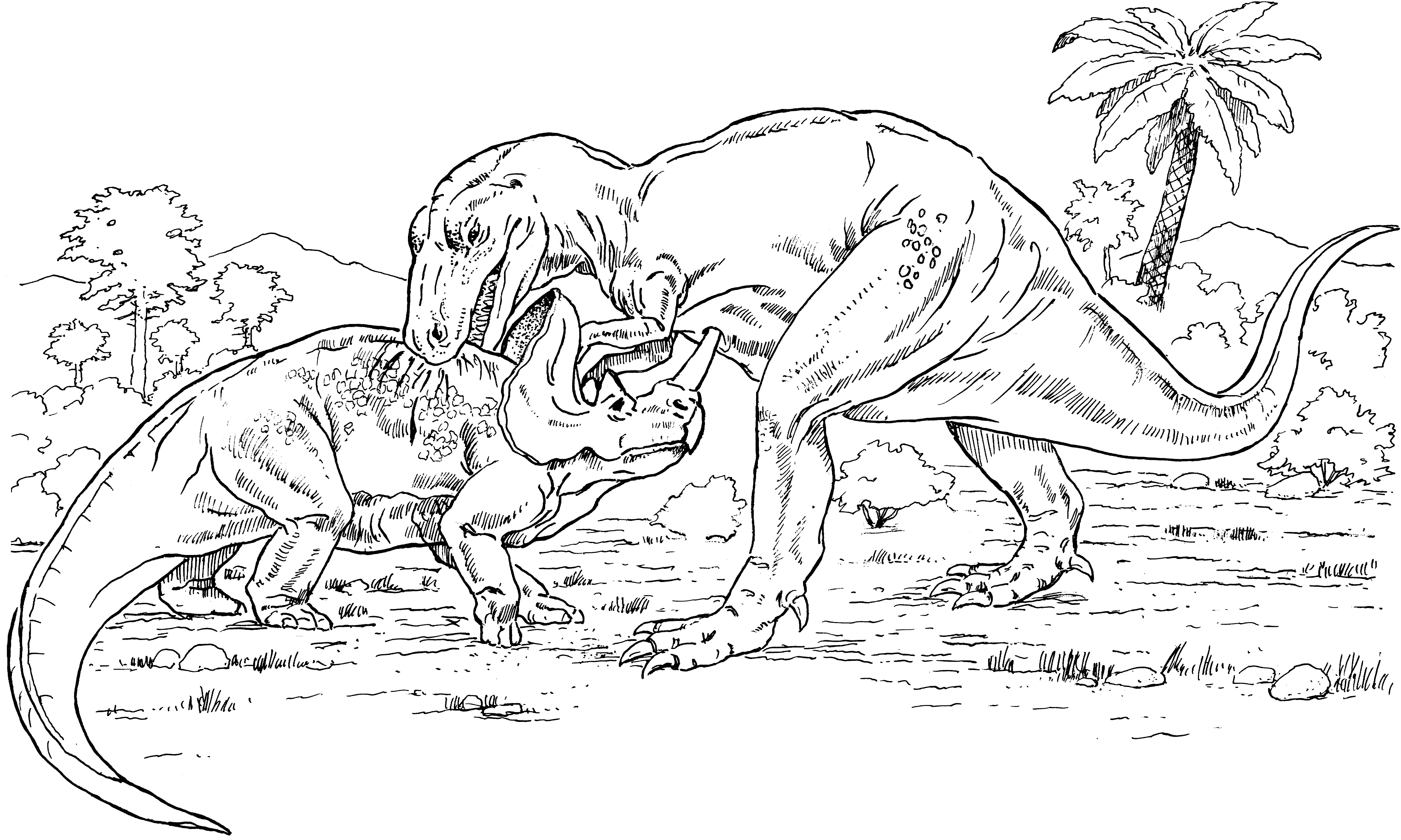 Desenho de Tricerátopo para colorir e imprimir: número 21