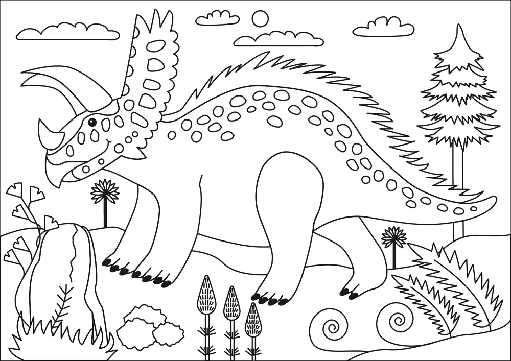Desenho de Tricerátopo para colorir e imprimir: número 23