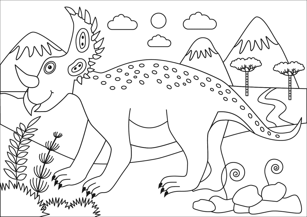 Desenho de Tricerátopo para colorir e imprimir: número 24