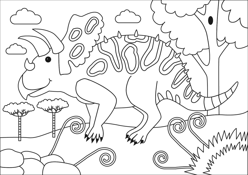 Desenho de Tricerátopo para colorir e imprimir: número 28
