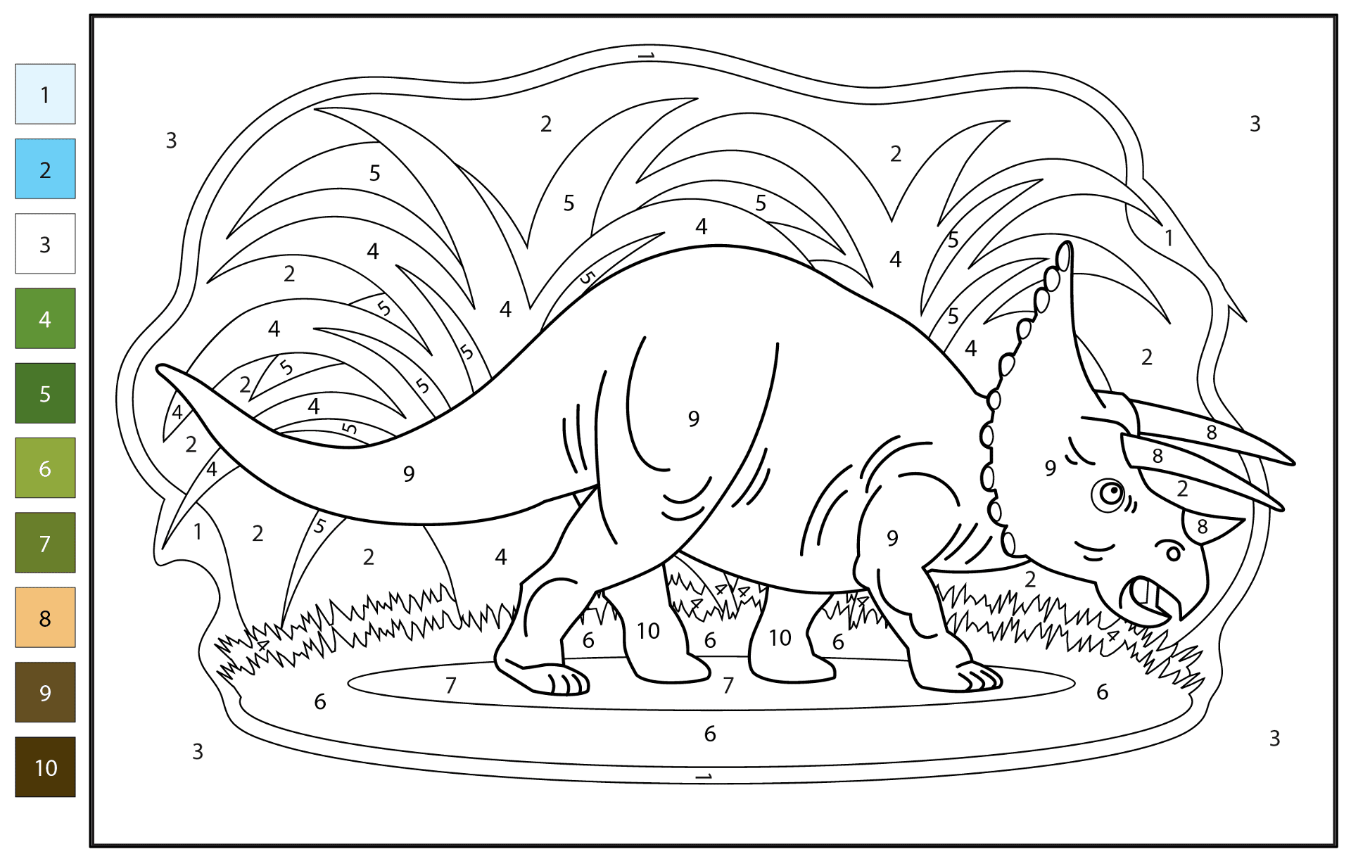 Desenho de Tricerátopo para colorir e imprimir: número 31