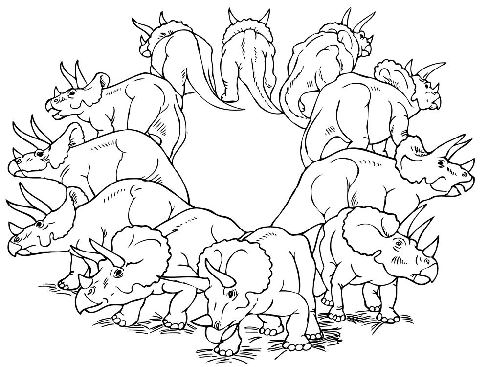 Desenho de Tricerátopo para colorir e imprimir: número 36