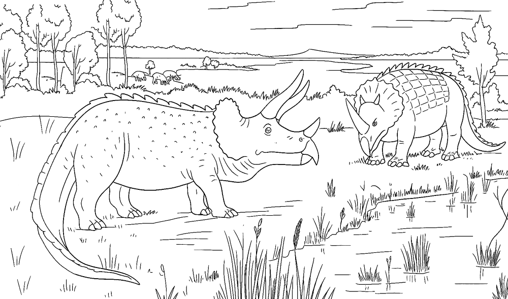 Desenho de Tricerátopo para colorir e imprimir: número 39