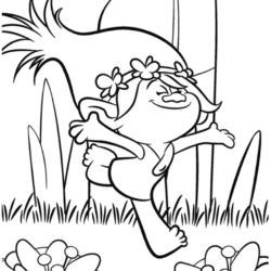 Desenho de Trolls para colorir e imprimir: número 9