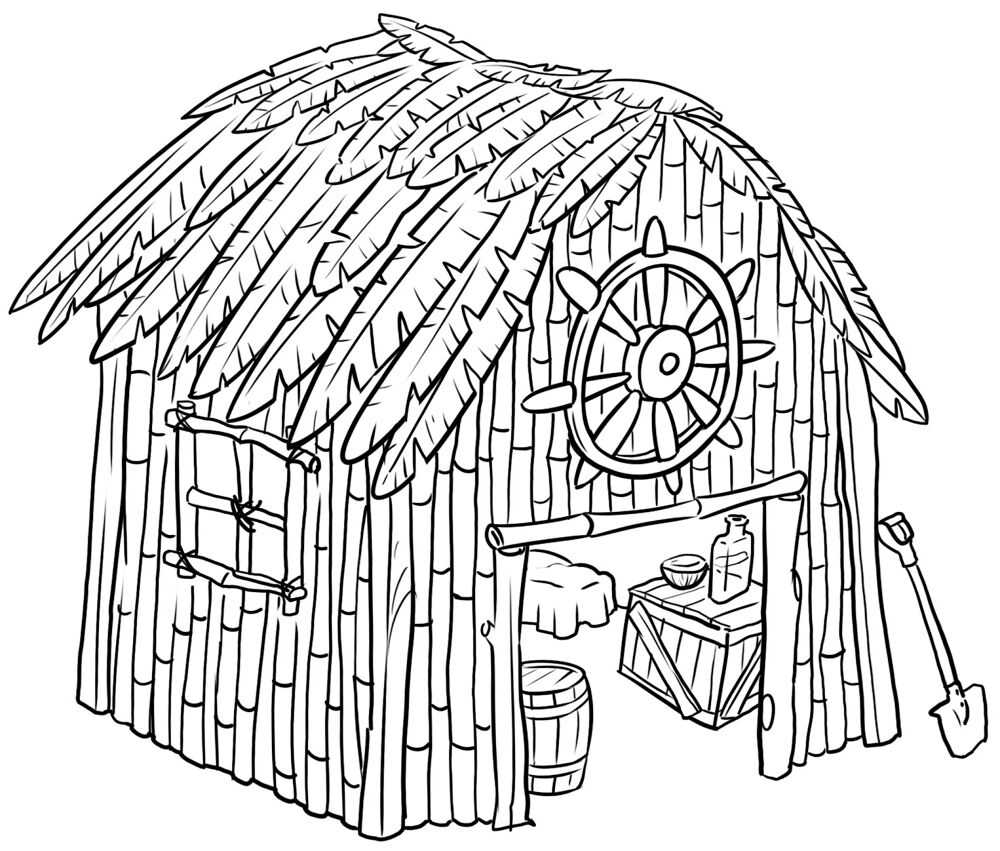 Desenho de Tropical para colorir e imprimir: número 4