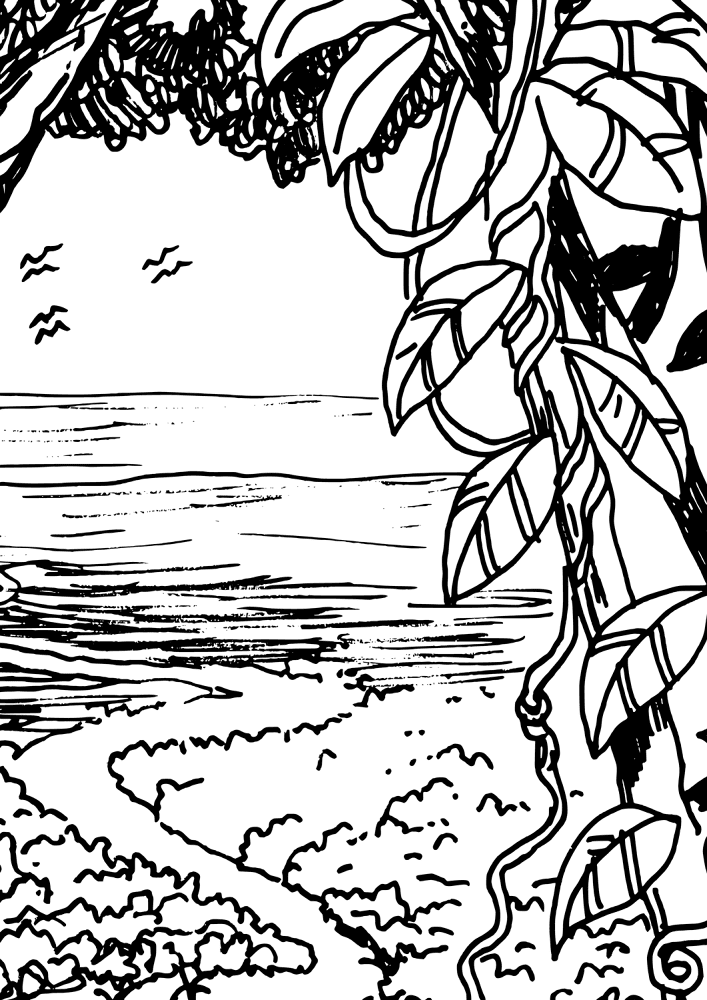 Desenho de Tropical para colorir e imprimir: número 14