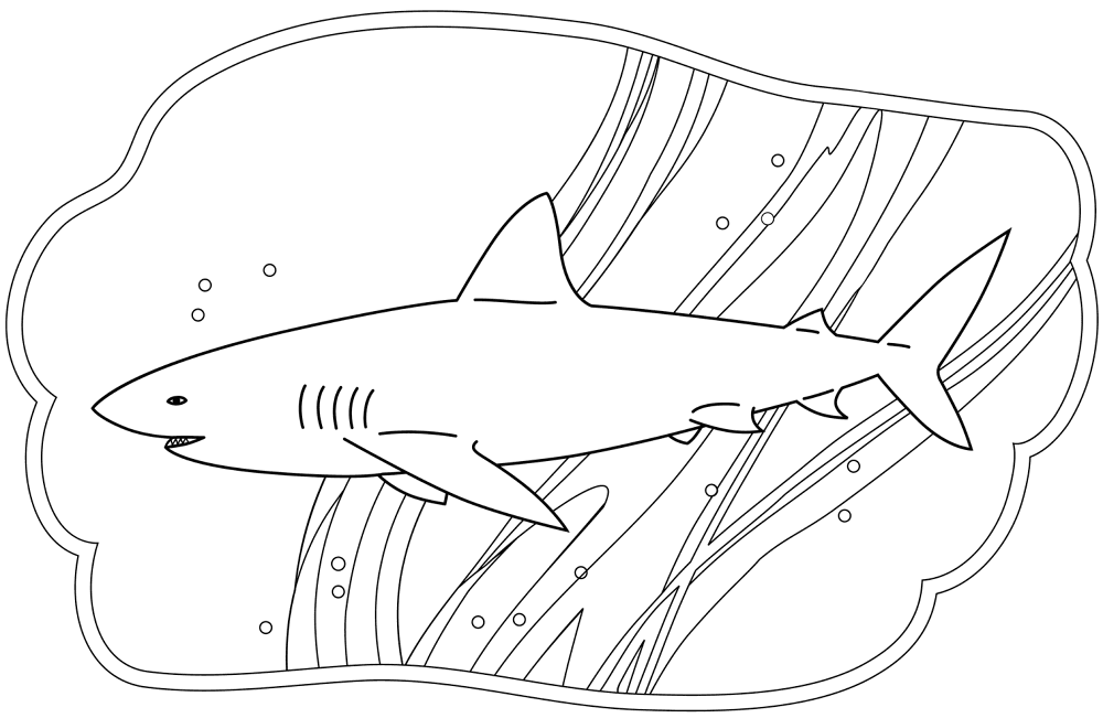 Desenho de Tubarões para colorir e imprimir: número 2