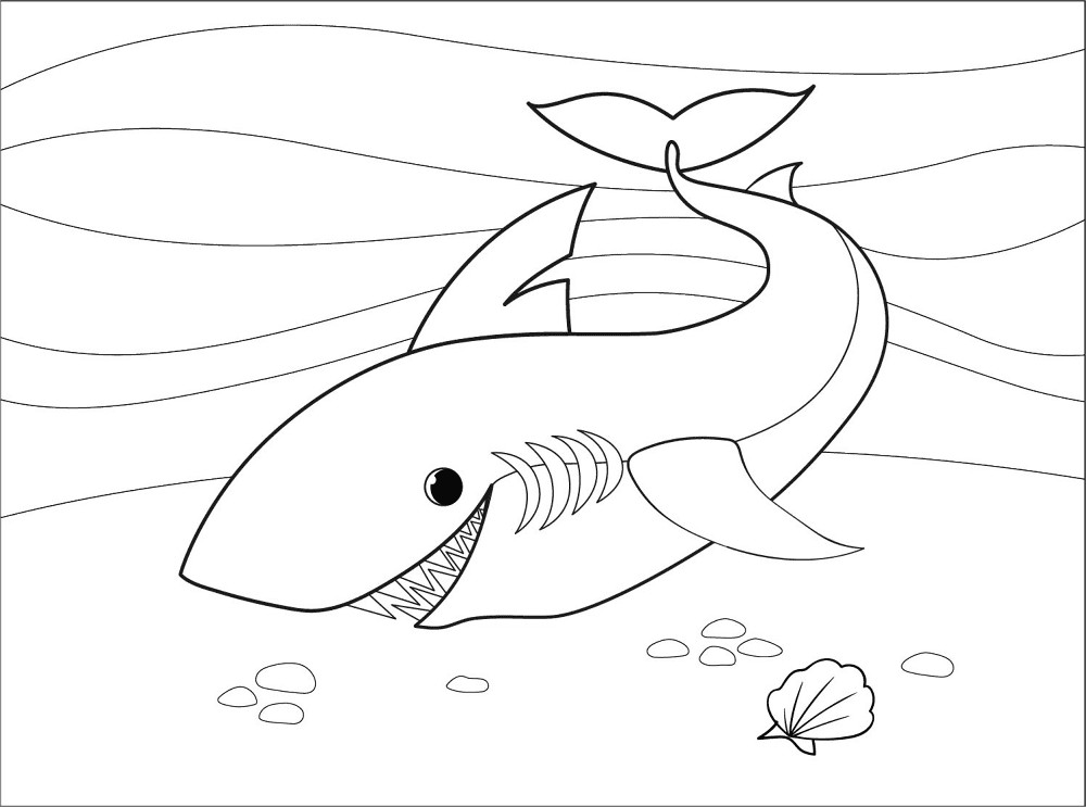 Desenho de Tubarões para colorir e imprimir: número 3