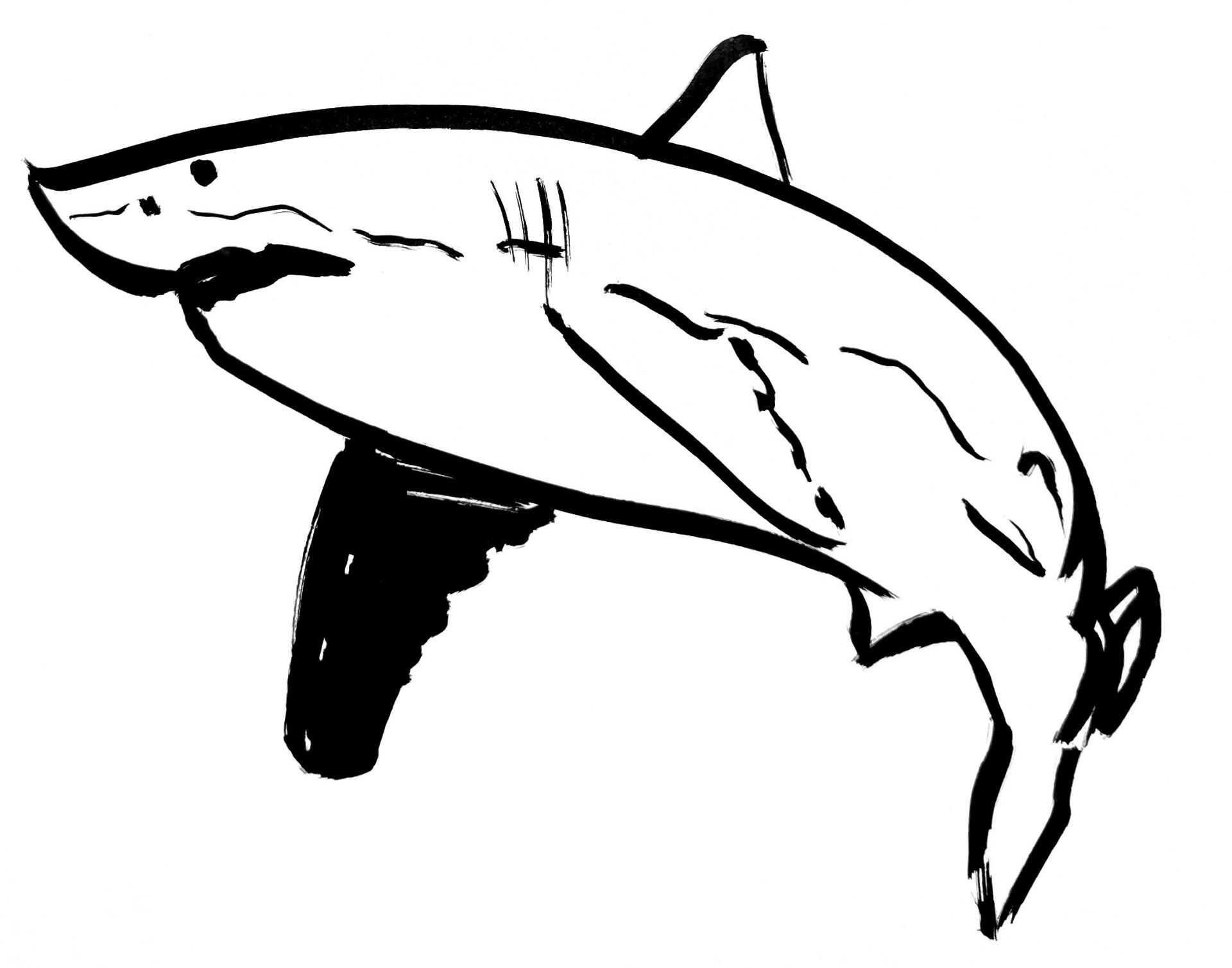 Desenho de Tubarões para colorir e imprimir: número 5