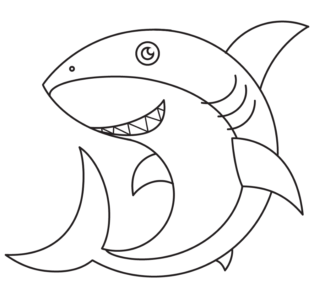Desenho de Tubarões para colorir e imprimir: número 7