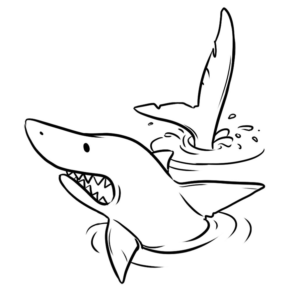 Desenho de Tubarões para colorir e imprimir: número 10