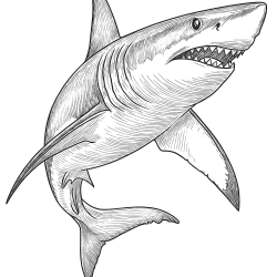 Desenho de Tubarões para colorir e imprimir: número 25