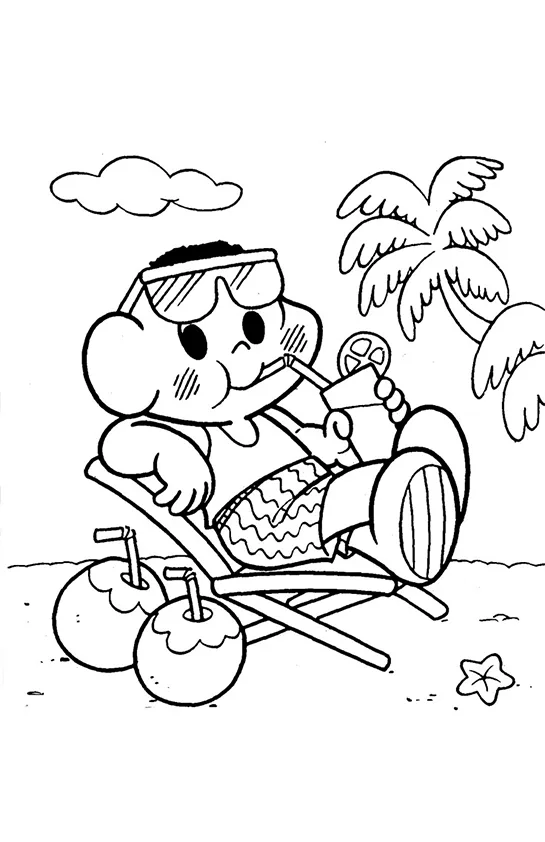 Desenho de Turma da Monica para colorir e imprimir: número 3