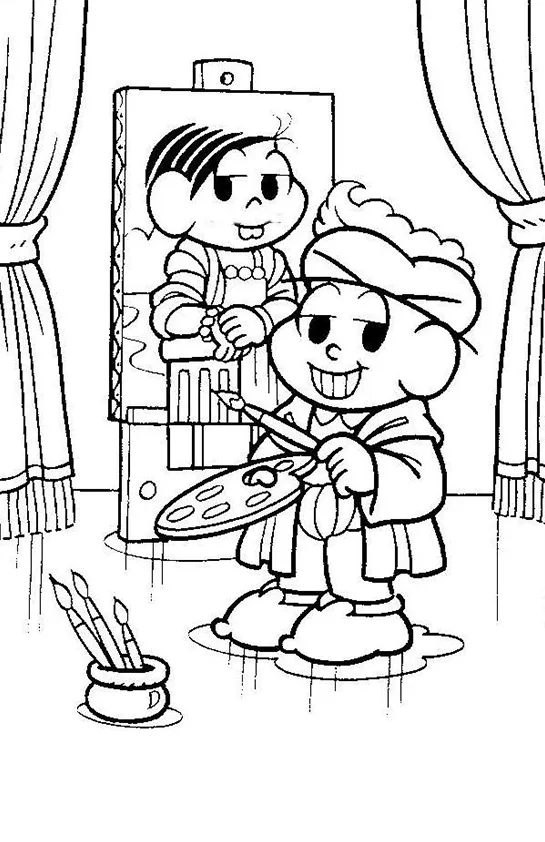 Desenho de Turma da Monica para colorir e imprimir: número 6