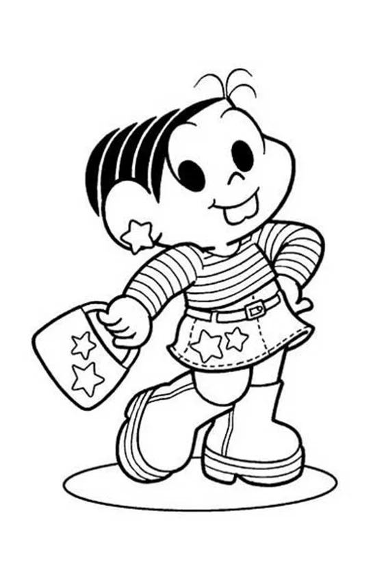 Desenho de Turma da Monica para colorir e imprimir: número 9
