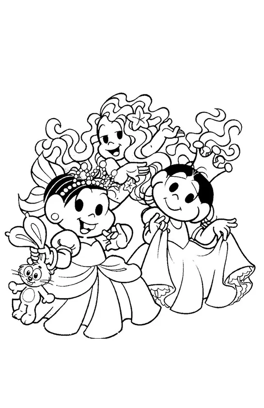 Desenho de Turma da Monica para colorir e imprimir: número 10