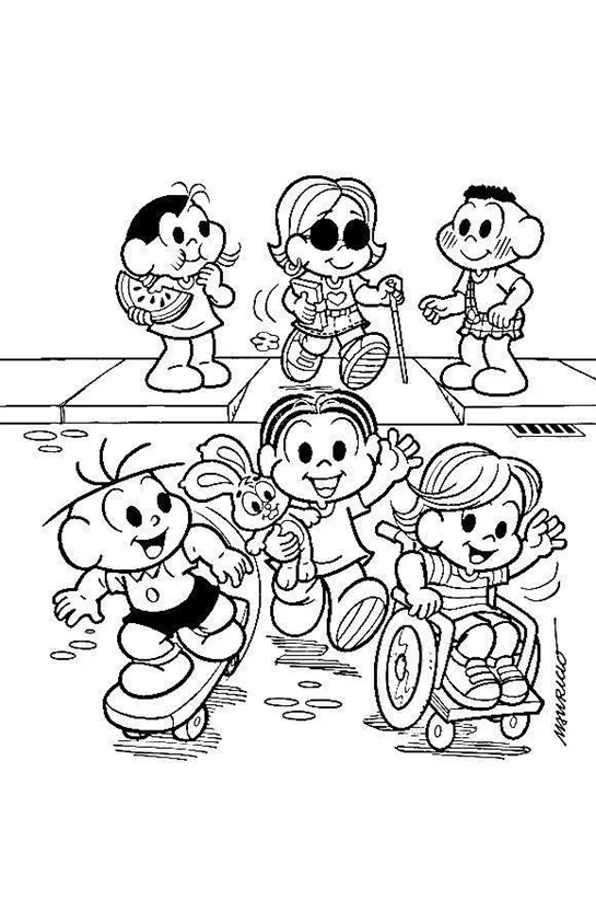 Desenho de Turma da Monica para colorir e imprimir: número 14