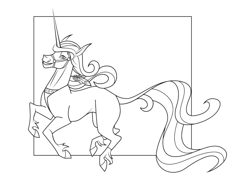 Desenho de Unicornio para colorir e imprimir: número 1
